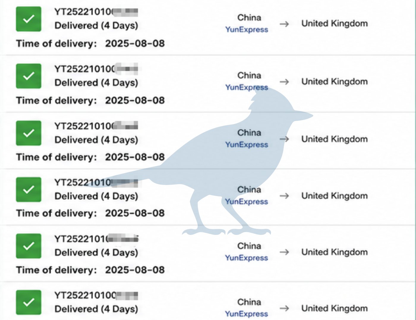 Fast delivery to the United Kingdom